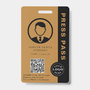 Badge Laisse-passer de presse personnalisable avec photo