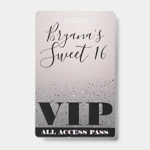 Badge Laisse Rose Paillettes Étincelantes Glamour Douce 