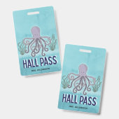 Badge Laisser-passer Hall Pieuvre Enseignant École (Avant & arrière)