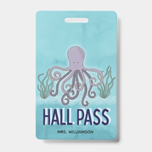 Badge Laisser-passer Hall Pieuvre Enseignant École (Avant)