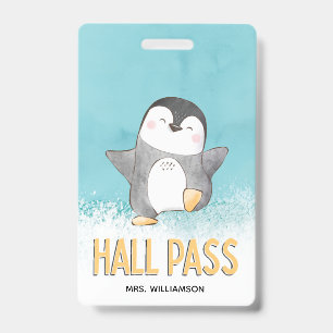 Badge Laisser-passer Mignon Manchot Professeur de classe