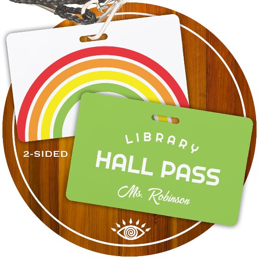 Badge laissez-passer de bibliothèque arc-en-ciel pour la