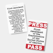 Badge Laissez-passer de presse du premier amendement (Avant & arrière)