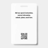 Badge Laissez-passer de sécurité pour événement spécial (Arrière)