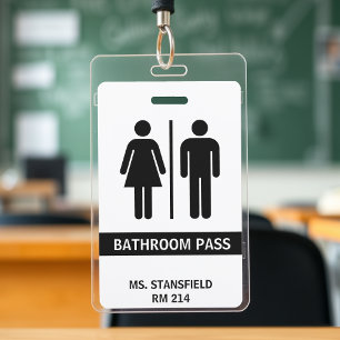 Badge Laissez-passer toilettes école élève enseignant