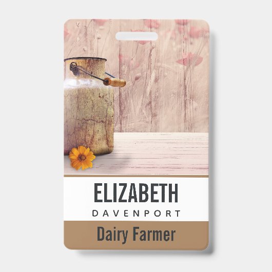 Badge Lait rustique peut style rustique sur bois (Front)