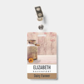 Badge Lait rustique peut style rustique sur bois (Back with Clip)