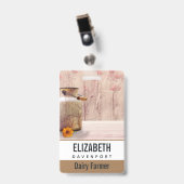 Badge Lait rustique peut style rustique sur bois (Front with Clip)