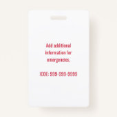 Badge L'alerte personnalisée d'allergie alimentaire (Dos)