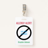 Badge L'alerte personnalisée d'allergie alimentaire (Devant avec clip)