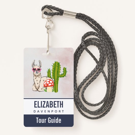 Badge Lama cool en Lunettes de soleil en forme de coeur (Devant avec lanière)