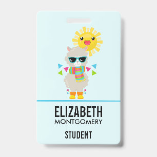 Badge Lama Cool et Soleil Kawaii Sourire