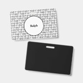 Badge Langage informatique à code binaire avec nom (Avant & arrière)