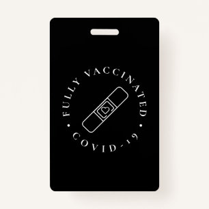 Badge Lanyard Covid Entièrement Vacciné Noir