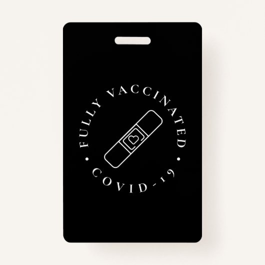 Badge Lanyard Covid Entièrement Vacciné Noir (Devant)