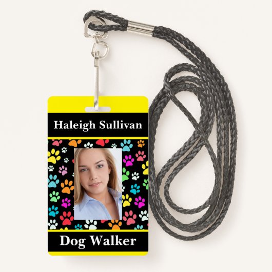 Badge Lanyard de Dog Walker (Devant avec lanière)