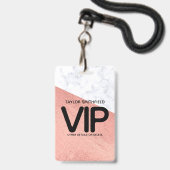 Badge lanyard VIP tendance en marbre rose gold per (Avant avec lanière)