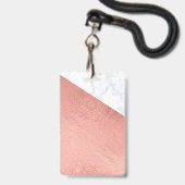 Badge lanyard VIP tendance en marbre rose gold per (Arrière avec lanière)