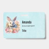 Badge Lapin avec une guirlande de roses Affaires mignonn (Avant)