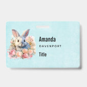 Badge Lapin avec une guirlande de roses Affaires mignonn (Arrière)