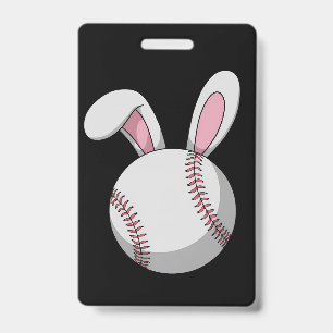 Badge Lapin de baseball de Pâques aux oreilles de lapin