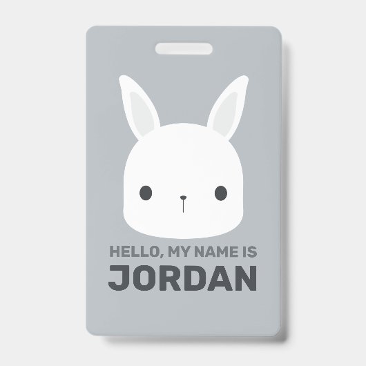 Badge Lapin Mignon avec Nom Personnalisé (Avant)