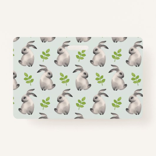 Badge Lapins d'aquarelle et herbe (Devant)