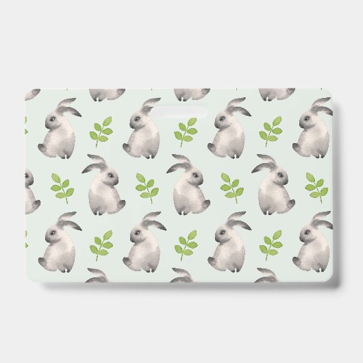 Badge Lapins et herbe à l'aquarelle (Avant)