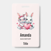 Badge Lapins mignons partageant un cœur (Arrière)