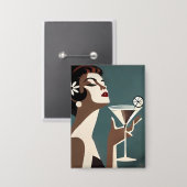 Badge L'art moderne du milieu du siècle La DIva Martini (Recto/Verso)
