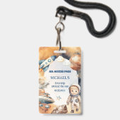 Badge L'Astronaut Space Premier Voyage Autour De La Cart (Front with Lanyard)