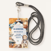 Badge L'Astronaut Space Premier Voyage Autour De La Cart (Devant avec lanière)