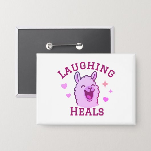 Badge Laughing Heals Cute Llama (Recto/Verso)