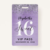 Badge Lavande Purple Sweet 16 Anniversaire VIP (Devant)