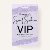Badge Lavender Brush Parties scintillant Sweet 16 Invita (Devant)