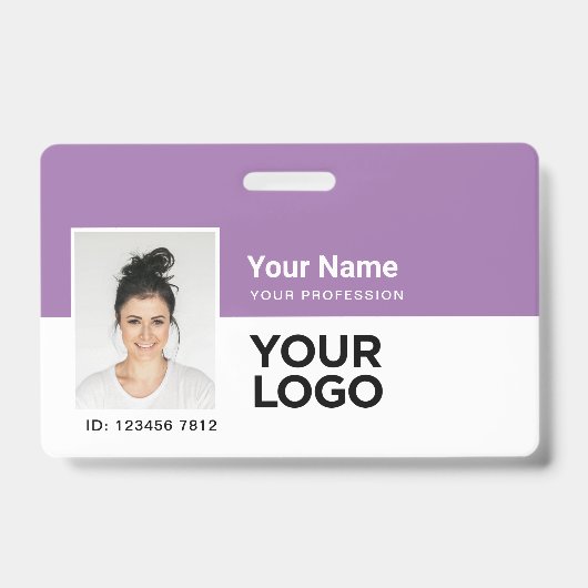Badge Lavender Purple Photo Bar ou Qr Code Nom du logo (Avant)