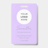 Badge Lavender Script Business Logo Photo Pet Caregiver  (Back)