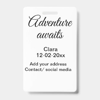 Badge L'aventure commence ajouter nom date année lieu