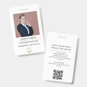 Badge Lawyer Attorney At Law Classy White (Avant & arrière)