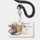Badge Le Baiser de la Sorcière : un Citrouille d'Hallowe (Avant avec lanière)