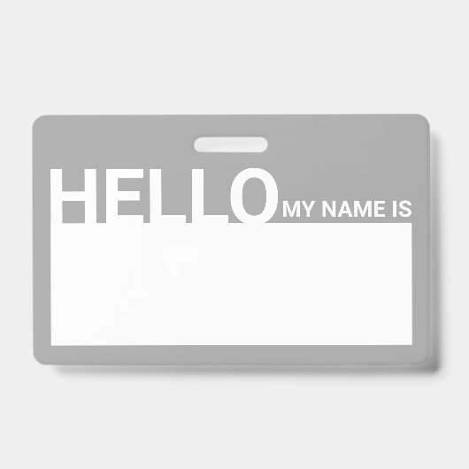 Badge Le bonjour moderne vide mon nom est gris (Avant)