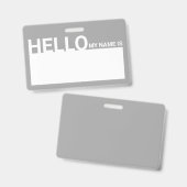 Badge Le bonjour moderne vide mon nom est gris (Avant & arrière)