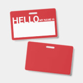 Badge Le bonjour moderne vide mon nom est rouge (Recto et verso)