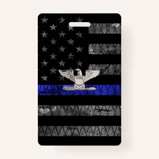 Badge Le colonel Thin Blue Line Distresse (Devant)