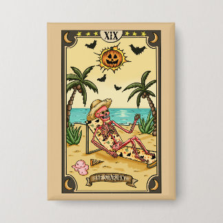 Badge Le Soleil Brûlé | Bouton de Tarot Drôle Cad