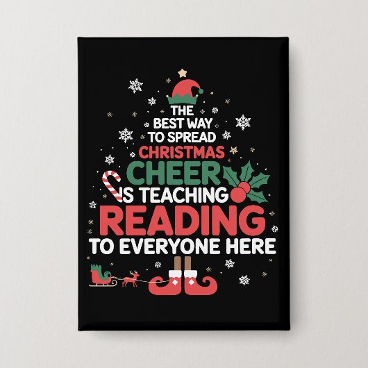 Badge Lecture Enseignant Noël Elf Xmas Cheval (Recto)