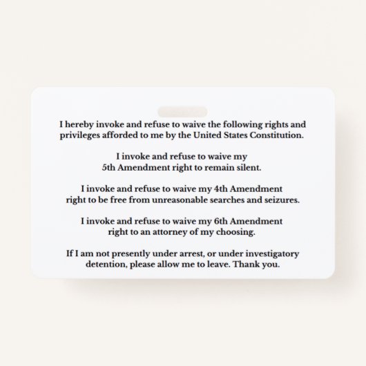 Badge Legal Rights And Privileges Card (Devant)