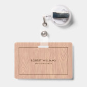 Badge Léger Brown de grain de bois texture (Dos avec clip rétractable)