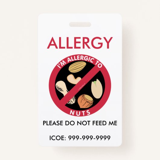 Badge Les enfants ont personnalisé l'urgence d'allergie (Devant)