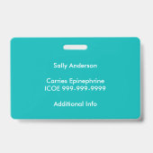 Badge Les enfants Teal bonjour mon nom est allergique à (Back)